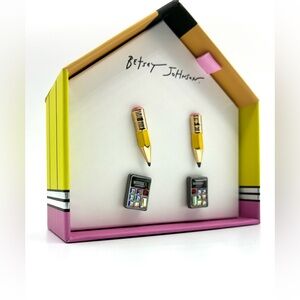 NWT Betsey Johnson Colorful Pencil and Calculator Earrings